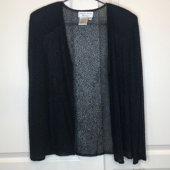 Adrianna Papell Sheer Silk Beaded Jacket Size L - Picture 9 of 16